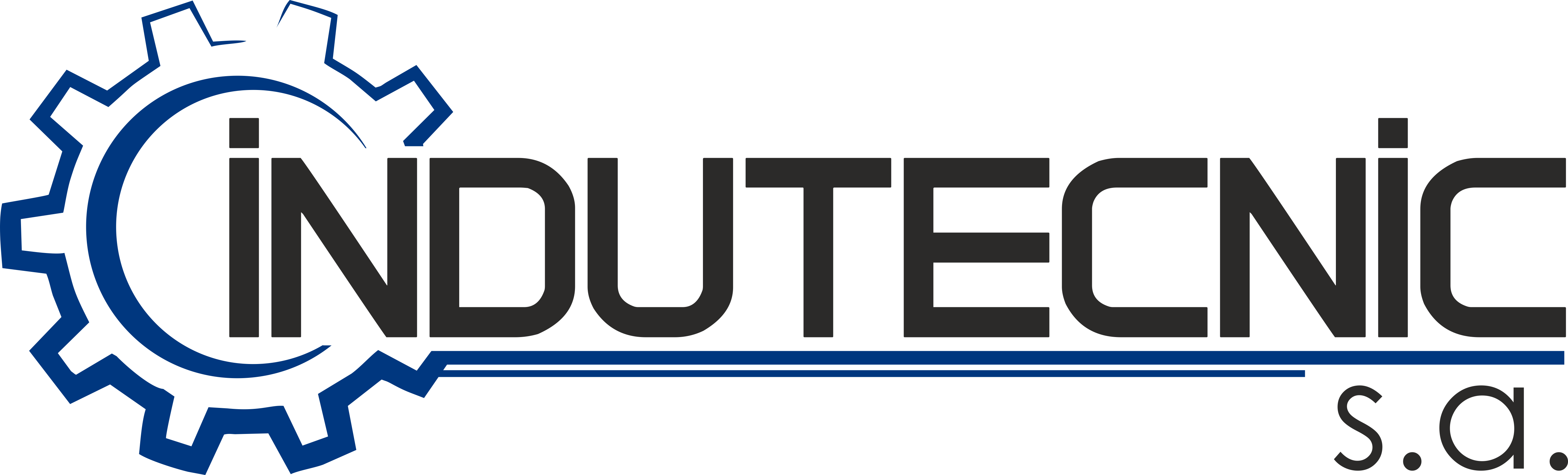 Logo de Indutecnic S.A. con letras negras y símbolo azul de fondo.